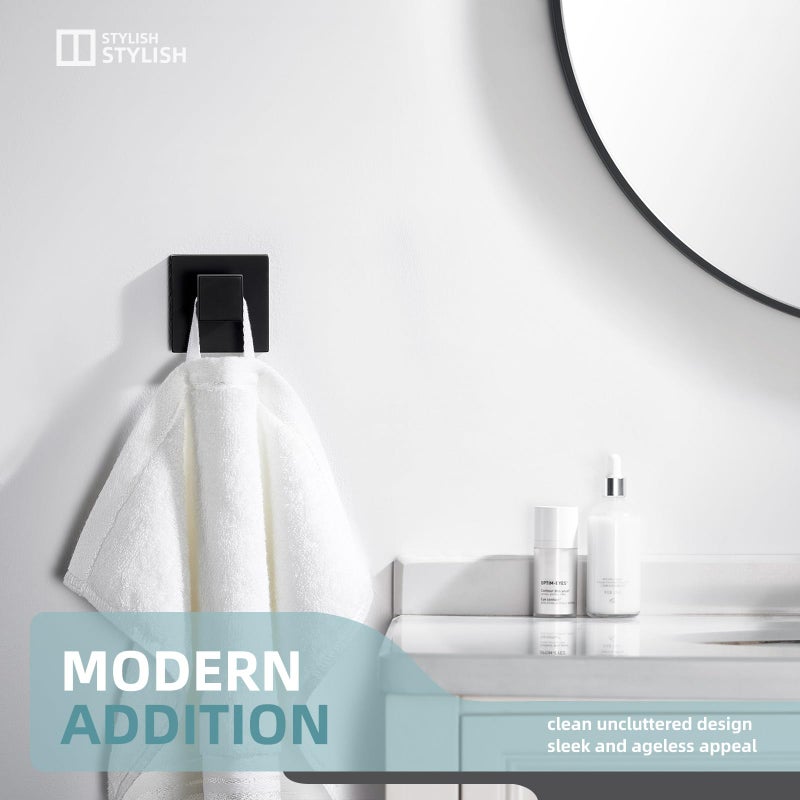 Angle Simple Towel Hook Matte Black, SUS 304 Stainless Steel Coat Robe Hook, Bathroom Hand Towel Hanger for Wall - Image 3